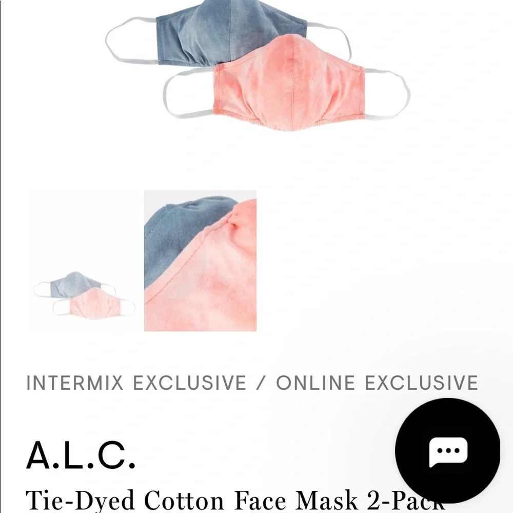 A.L.C. Tie-Dyed Cotton Face Mask 2-Pack, NEW